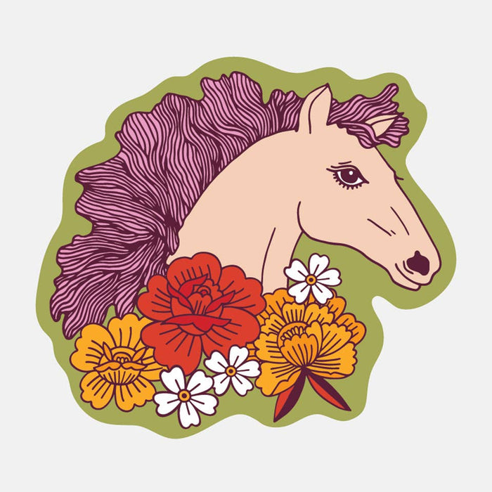 Floral Horse Vinyl Sticker