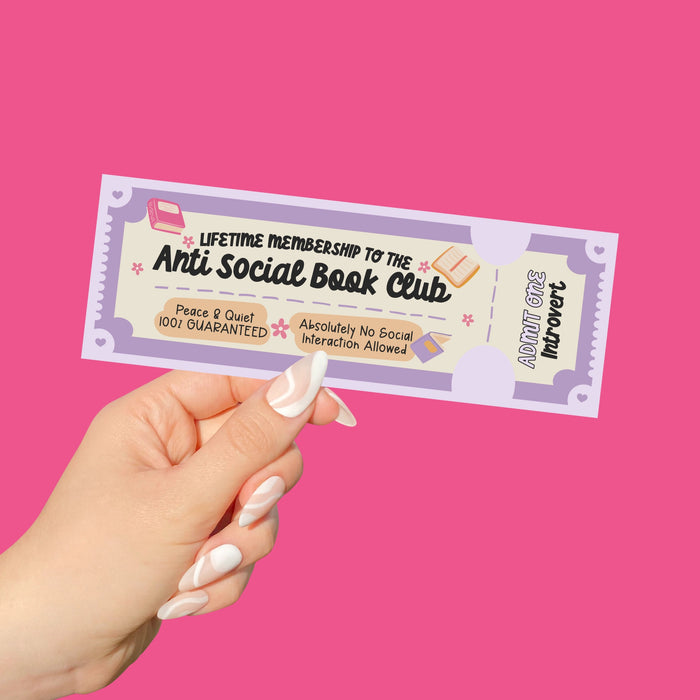 Anti Social Book Club Bookmark