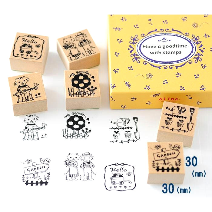 Stamp Set - Gardening Cat