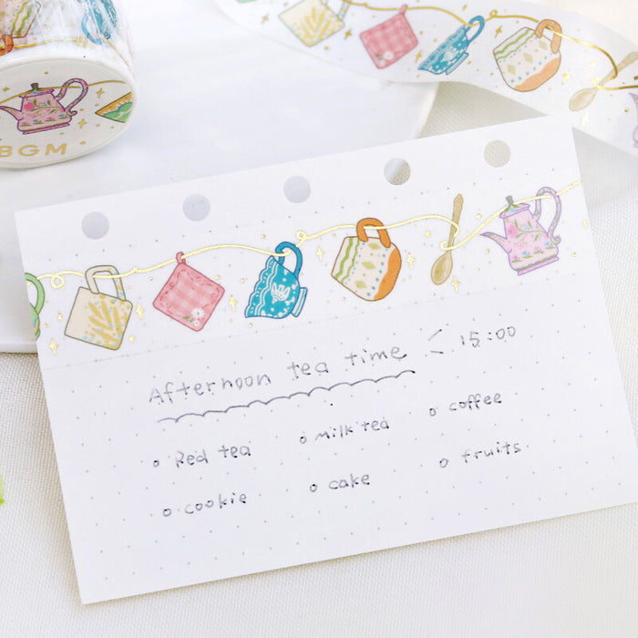 BGM Japan Foil Washi Tape - Tea Time