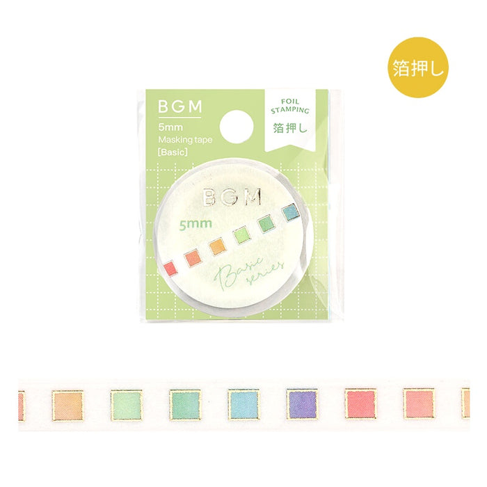 BGM 5mm Gold Foil Washi Tape - Colourful Check