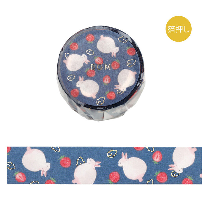 BGM 'Rabbit Country' Foil Washi Tape - Strawberry Daifuku