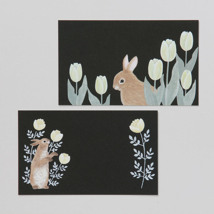 Black Note Cards - Rabbits