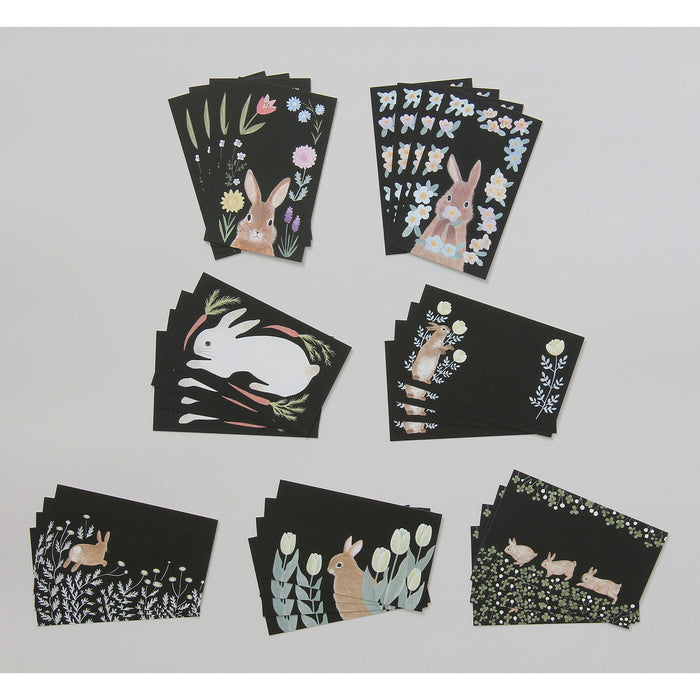 Black Note Cards - Rabbits