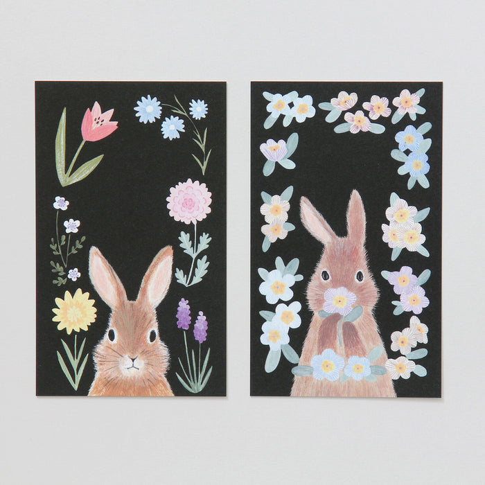 Black Note Cards - Rabbits