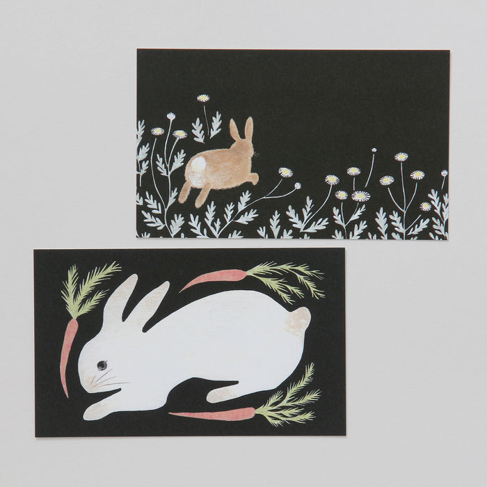 Black Note Cards - Rabbits