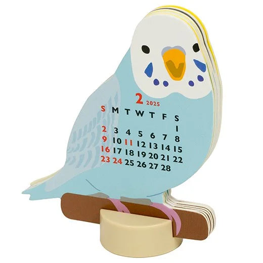 2025 Die-Cut Desk Calendar Mini - Parakeet