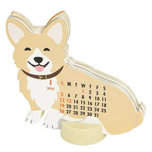 2025 Die-Cut Desk Calendar Large - Corgi