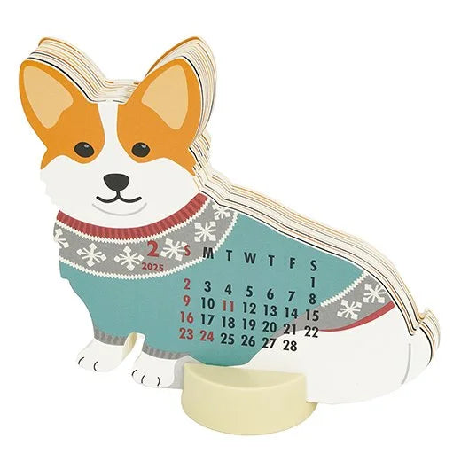 2025 Die-Cut Desk Calendar Large - Corgi