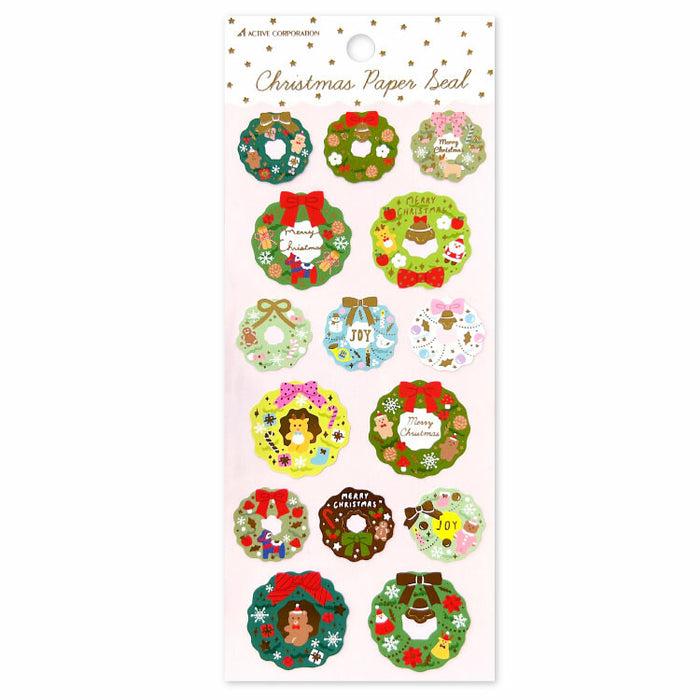 Christmas Paper Stickers - Christmas Wreaths