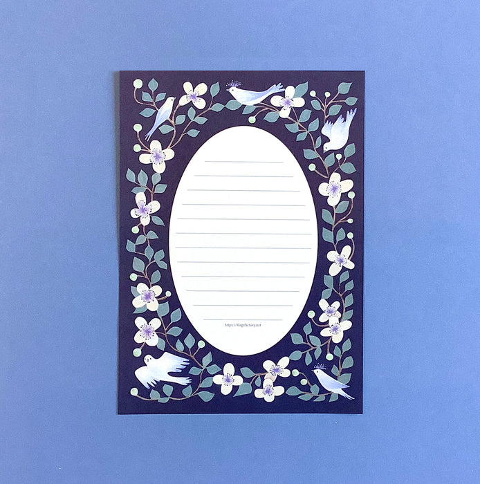 Clematis & Blue Bird Letter Writing Paper A6 Size - 20 Sheets