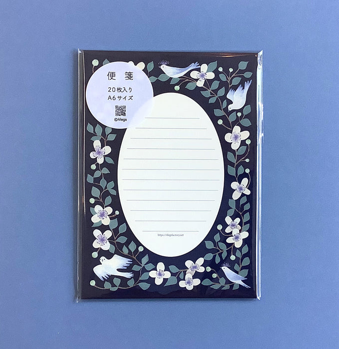 Clematis & Blue Bird Letter Writing Paper A6 Size - 20 Sheets