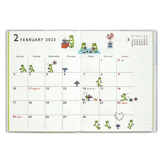 2025 Frog Time Monthly Planner A6 Size Soft Cover - Tea Time