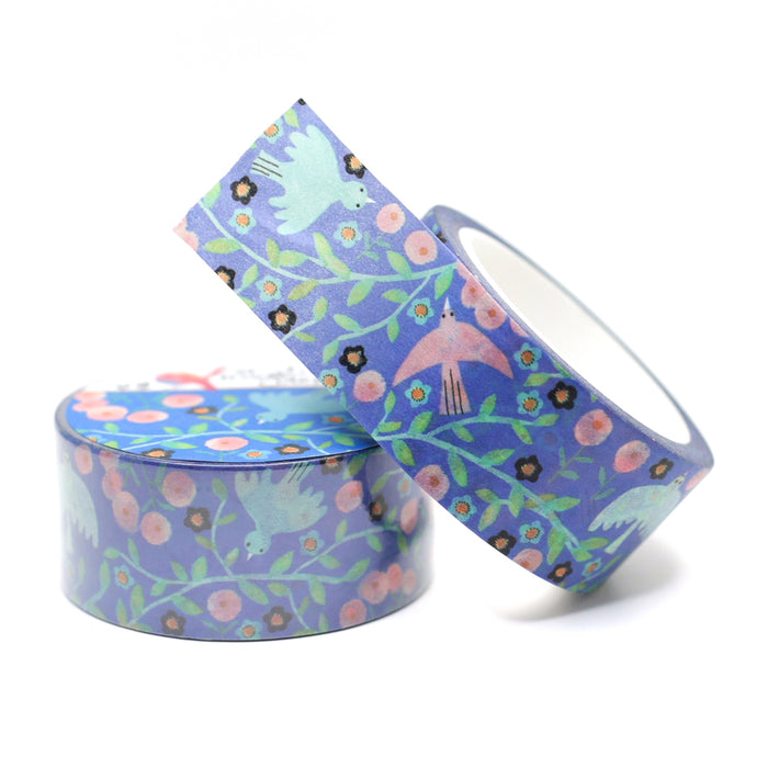 Bird Vine Blue Washi Tape 