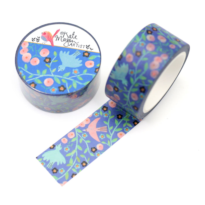 Bird Vine Blue Washi Tape 