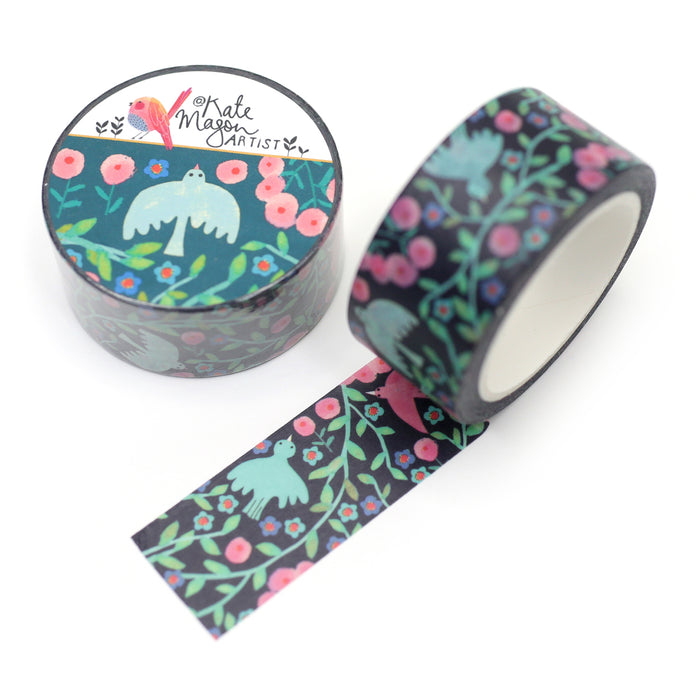 Bird Vine Black Washi Tape 