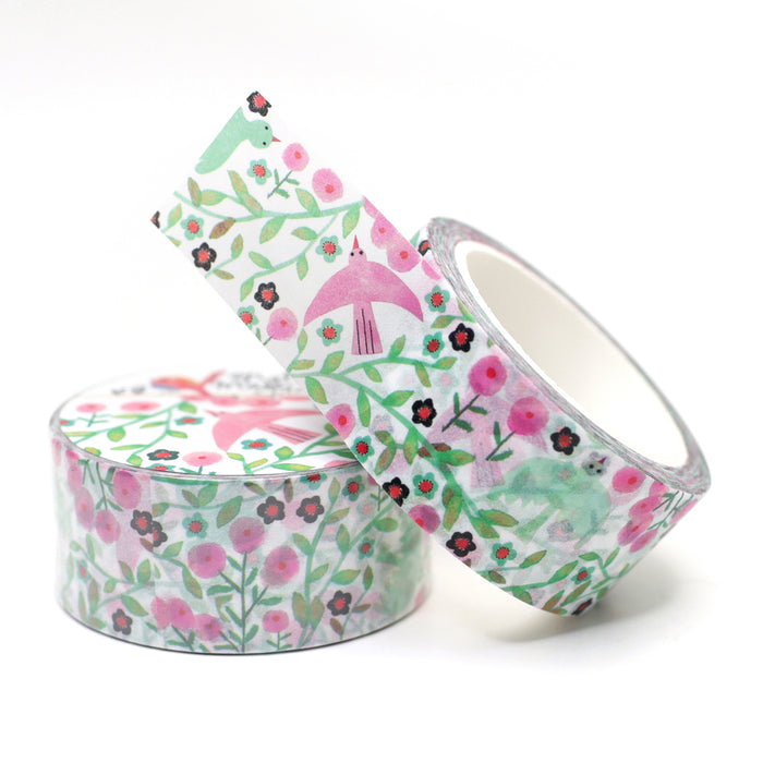 Bird Vine White Washi Tape 