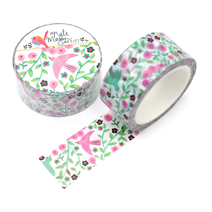 Bird Vine White Washi Tape 