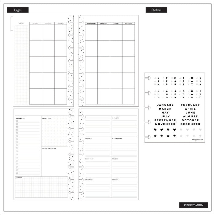 The Happy Planner Undated 'Sweet & Simple' MINI DASHBOARD Happy Planner - 12 Months