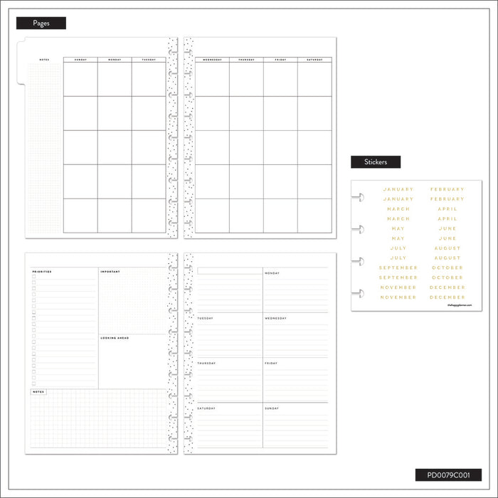The Happy Planner Undated 'Spring Fields' CLASSIC DASHBOARD Happy Planner - 12 Months