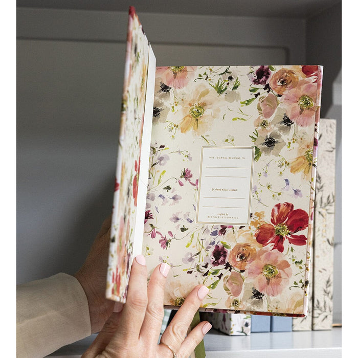 Linen Bound Dot Grid Journal - Poppies