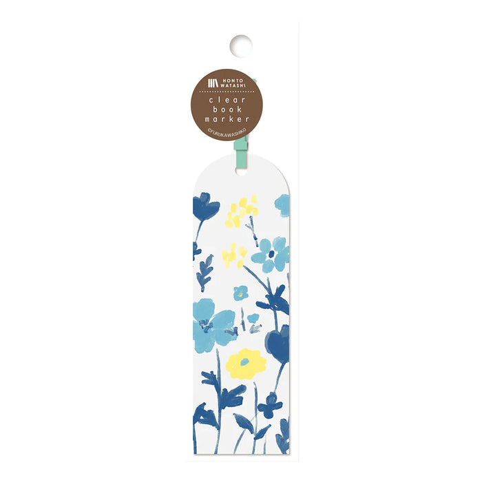 Clear Bookmark - Blue Flowers