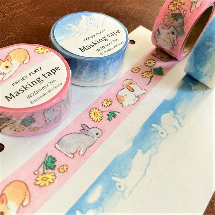 Schinako Moriyama x Papier Platz Washi Tape - Rabbit & Chrysanthemum