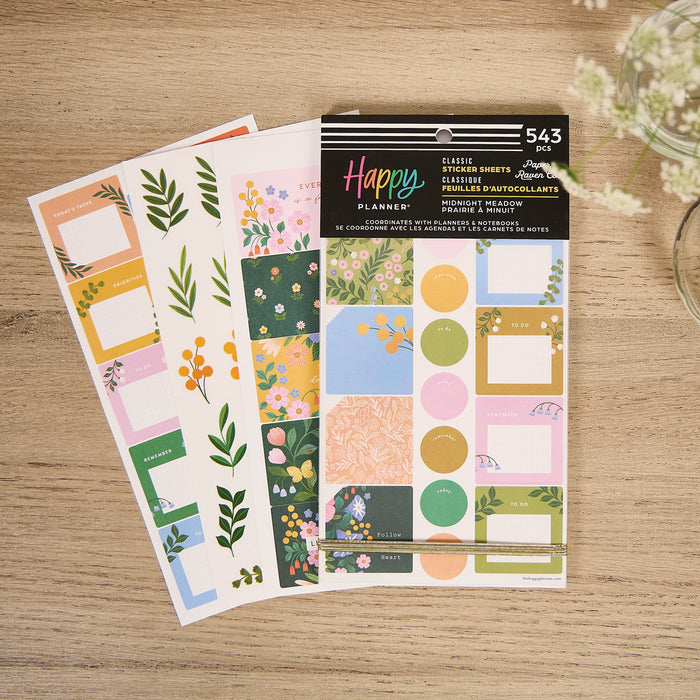 The Happy Planner CLASSIC Value Pack Stickers - Midnight Meadow - 30 Sheets