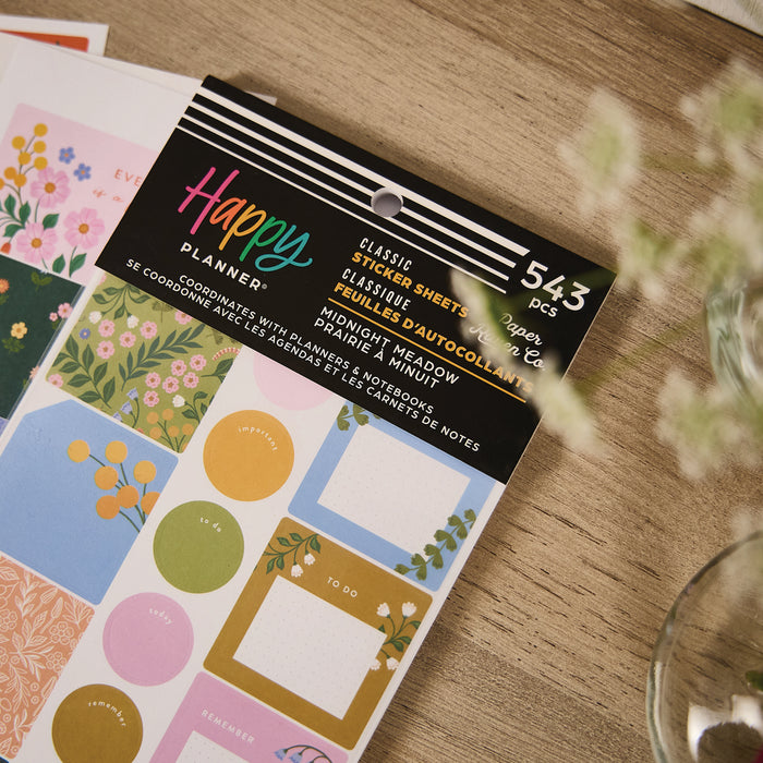 The Happy Planner CLASSIC Value Pack Stickers - Midnight Meadow - 30 Sheets