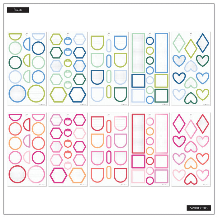 The Happy Planner CLASSIC Value Pack Stickers - Bright Colourful Boxes - 30 Sheets