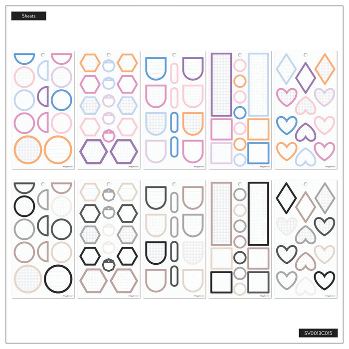 The Happy Planner CLASSIC Value Pack Stickers - Bright Colourful Boxes - 30 Sheets