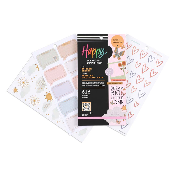 The Happy Planner BIG Memory Keeping Value Pack Stickers - Beloved Butterflies Baby - 30 Sheets