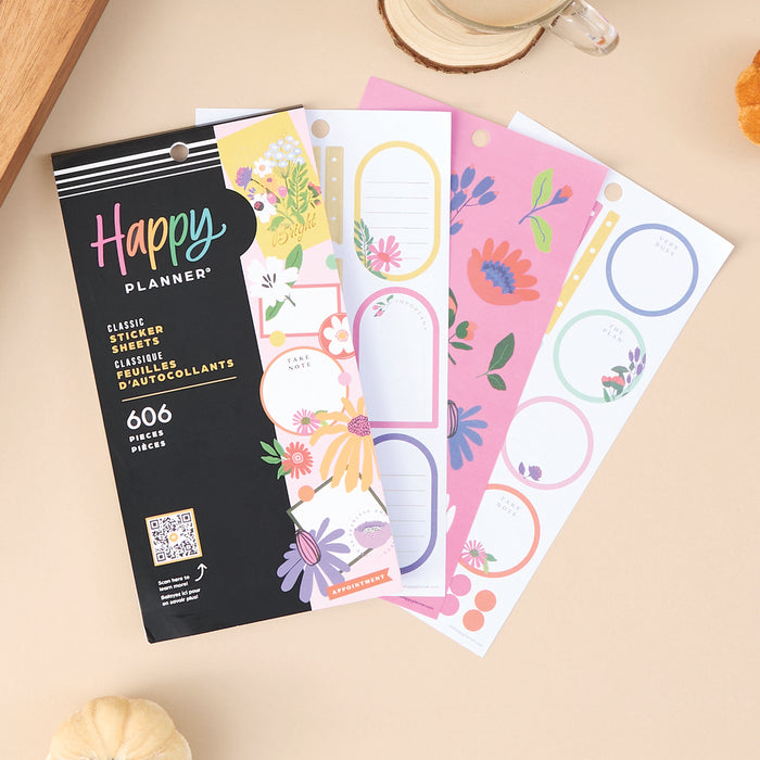 The Happy Planner CLASSIC Value Pack Stickers - Brilliant Blooms - 30 Sheets