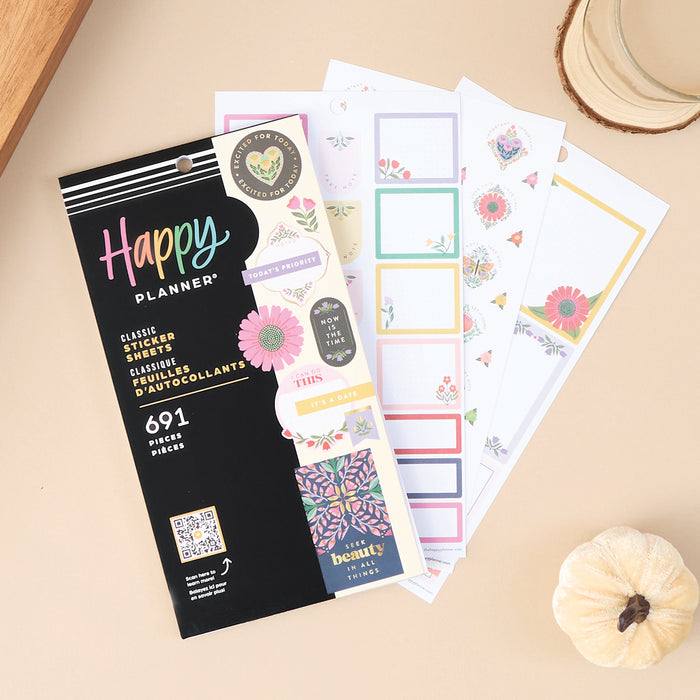 The Happy Planner CLASSIC Value Pack Stickers - Folk & Flora - 30 Sheets