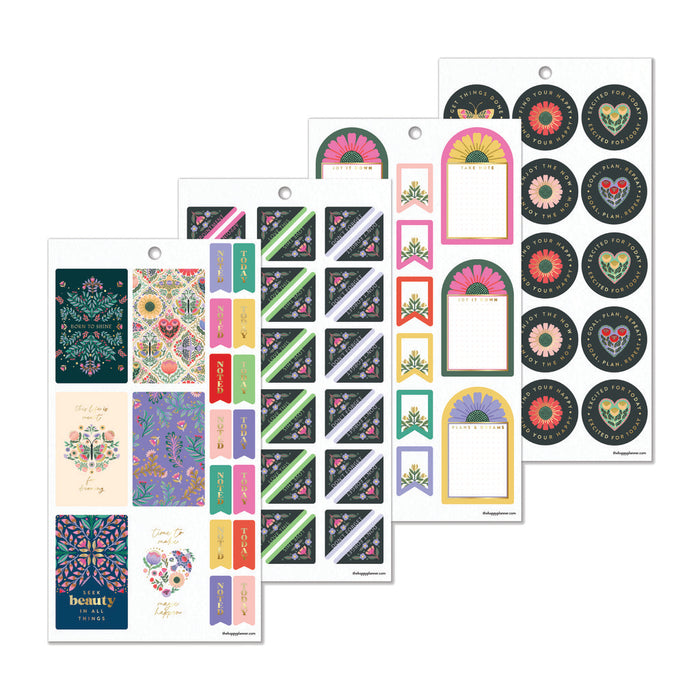 The Happy Planner CLASSIC Value Pack Stickers - Folk & Flora - 30 Sheets