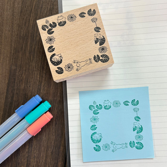 Wood Stamp - Lilypad & Frog Frame