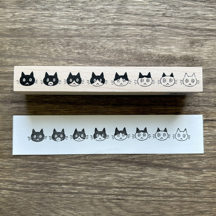 Wood Stamp - Cat Faces Border