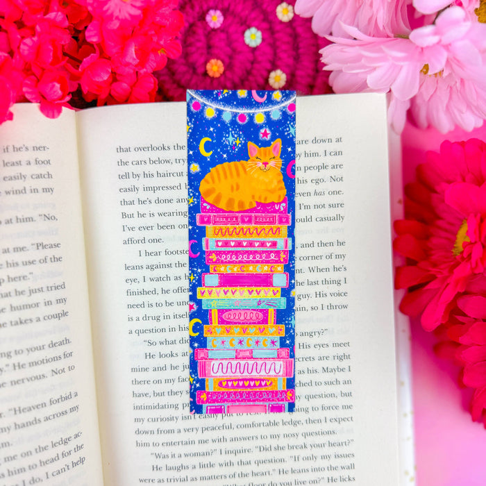 Late Night Kitty Book Stack Bookmark