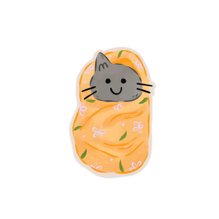 Yellow Grey Purrito Vinyl Sticker