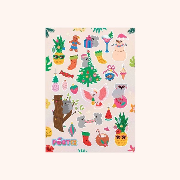 Summer Christmas Cheer A6 Hologram Sticker Sheet