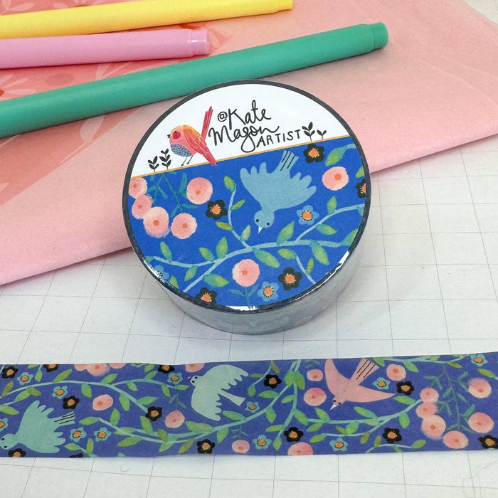 Bird Vine Blue Washi Tape 