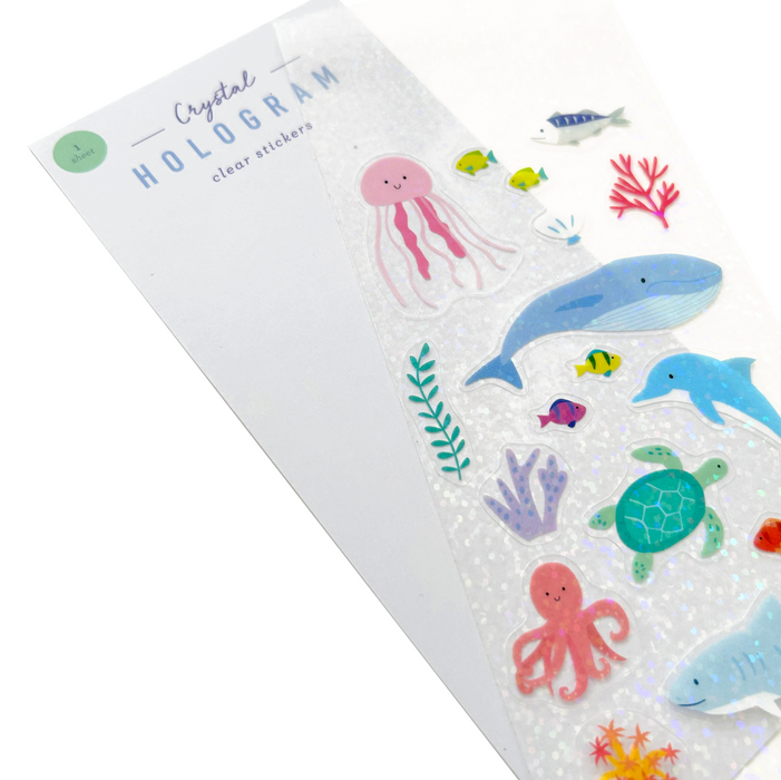 Ocean Animals Crystal Hologram Clear Stickers