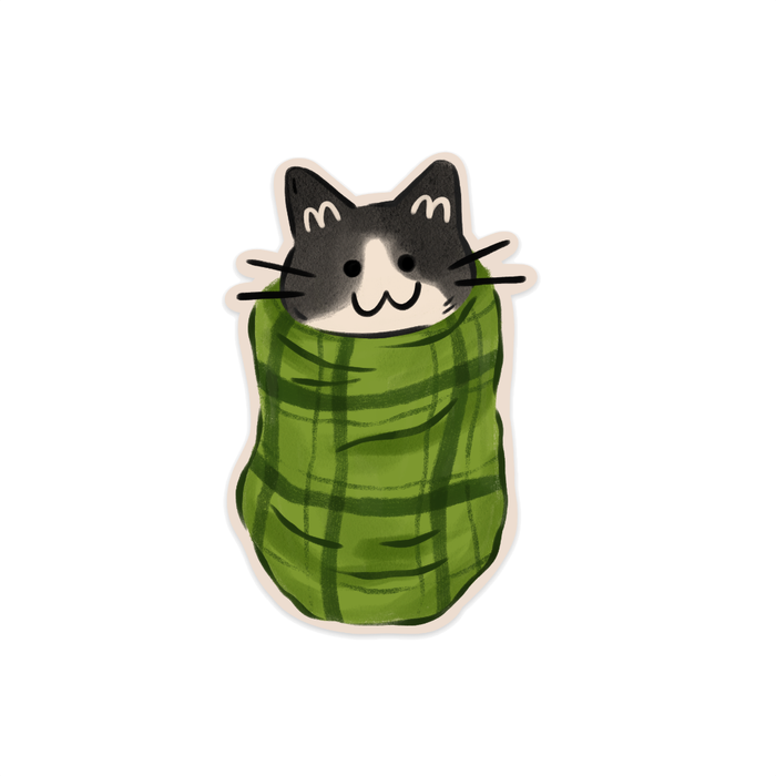 Plaid Tuxedo Purrito Vinyl Sticker