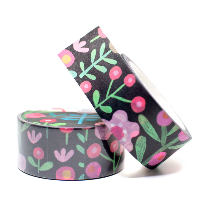 Scandi Floral Black Washi Tape