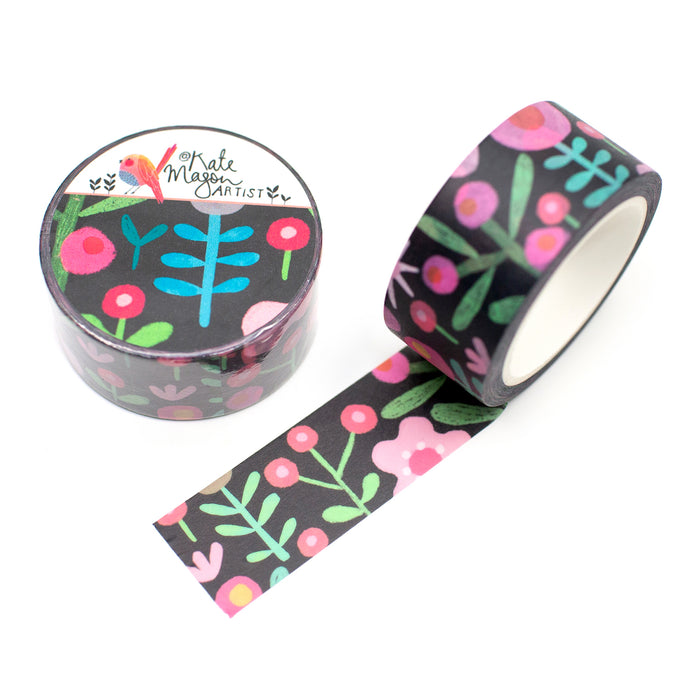 Scandi Floral Black Washi Tape