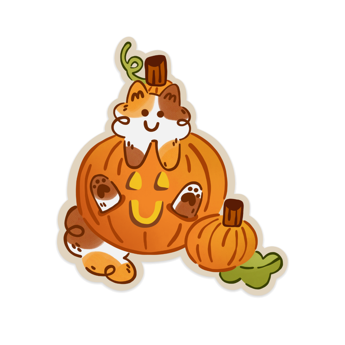 Pumpkin Dress-Up Cat Vinyl Sticker