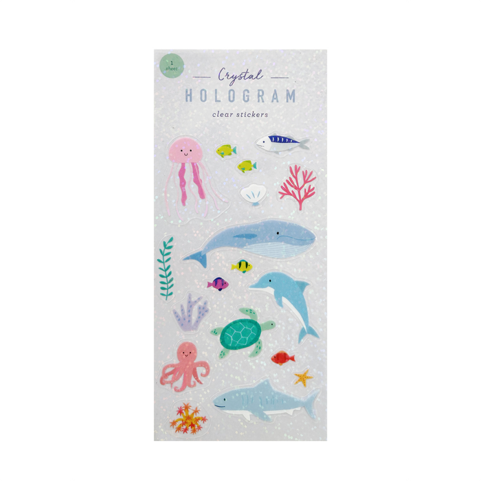 Ocean Animals Crystal Hologram Clear Stickers