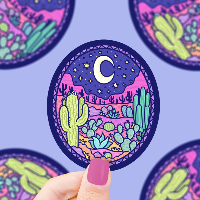 Desert Night Scene Vinyl Sticker