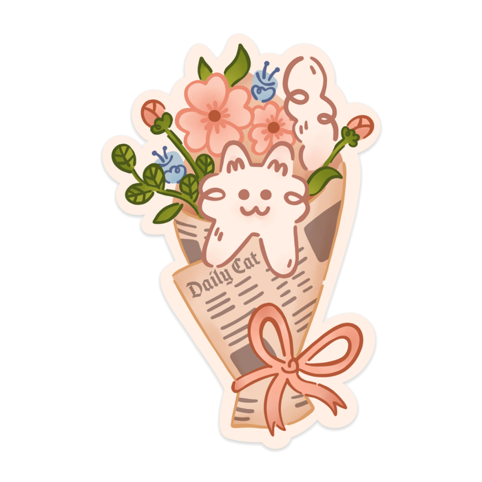 Bouquet Cat Vinyl Sticker