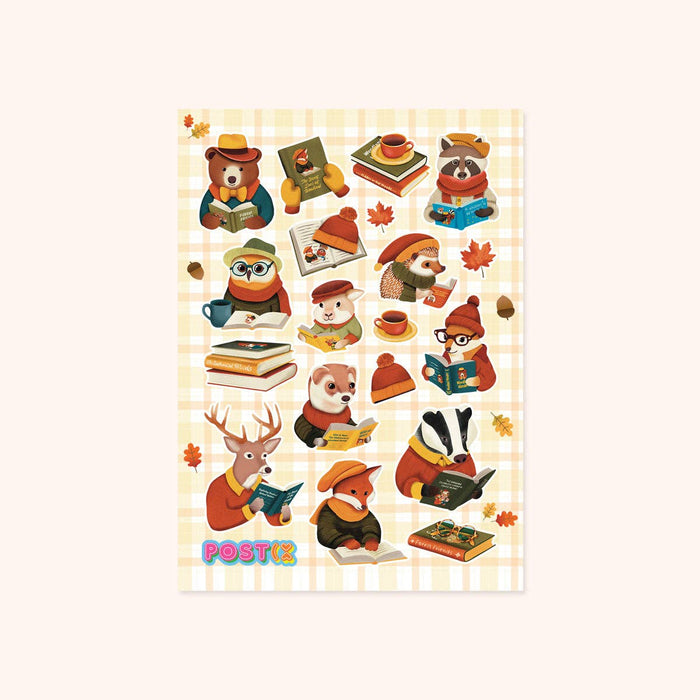 Woodland Book Club A6 Glossy Sticker Sheet